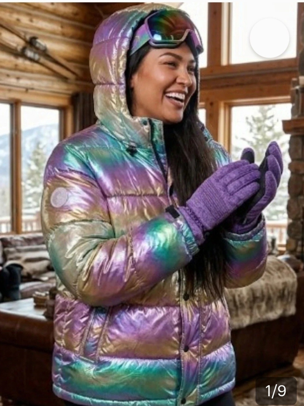 Chubbies The Holy Holographic Puffer Jacket Iridescent